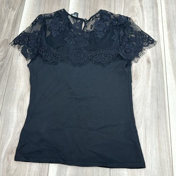 Tricot Chic lace short sleeve top size 4 - Picture 5 of 6